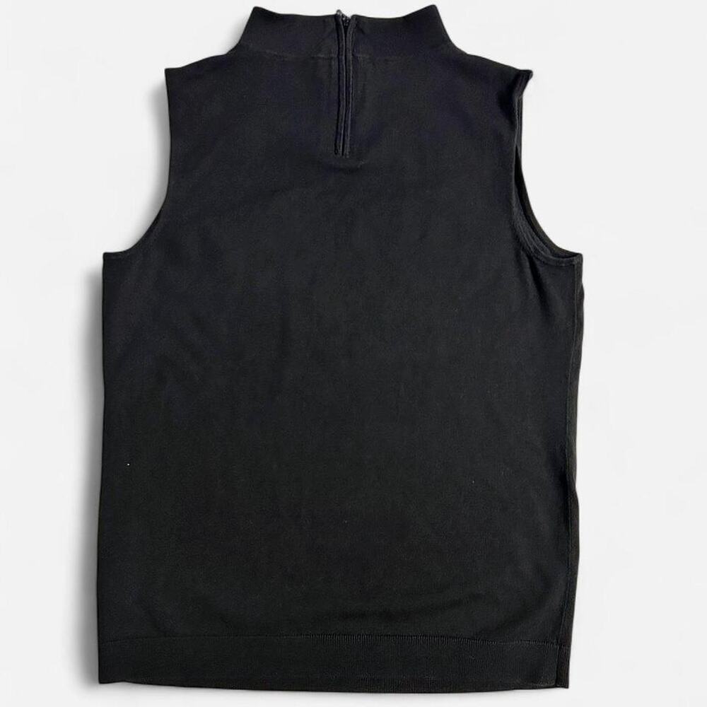 Talbotts  Sleeveless Mock Neck Top Black Cotton Modal Zip Back Size Medium